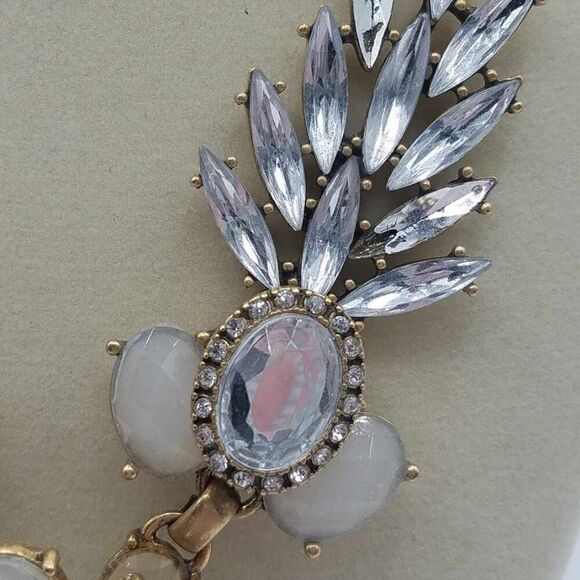 J Crew Clear Crystal and white beaded Statement Necklace - Picture 7 of 12